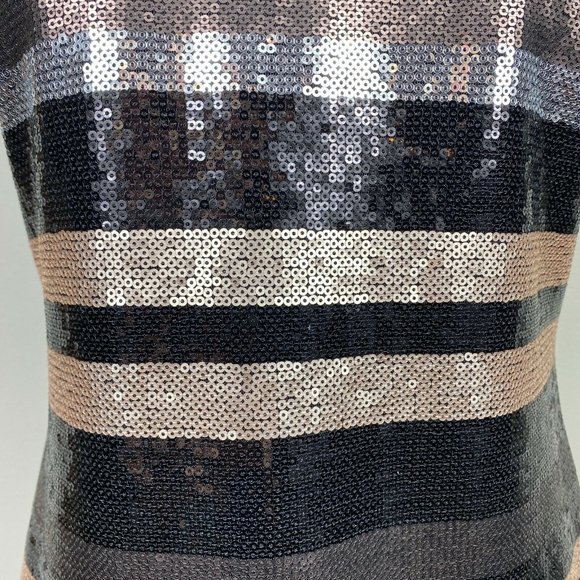 Laundry by Shelli Segal Dress 2 Sequin Shift Metallic Striped Cocktail Party New - Picture 3 of 10